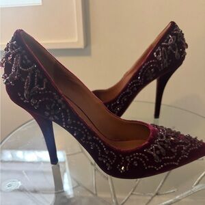 Givenchy Kali Embellished Dark Red Velvet Heels